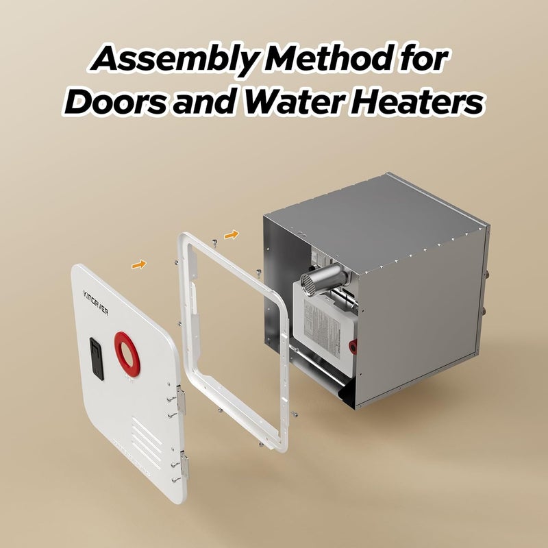 KINGRVER 18 x 18 Inches White Door kit - This Only for RV Tankless Water Heaters without Door, Water Heater not Included, Galvanized Steel - Image 4